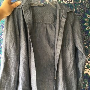 Women's Blue Denim Button Up Shirt